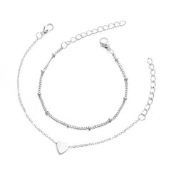 Rinhoo 1set Fashion Exquisite Bohemia Heart Butterfly Shape Link Chain Bracelet High Quality Jewelry Gift For Women