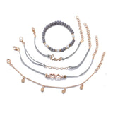 Rinhoo 1set Fashion Exquisite Bohemia Heart Butterfly Shape Link Chain Bracelet High Quality Jewelry Gift For Women